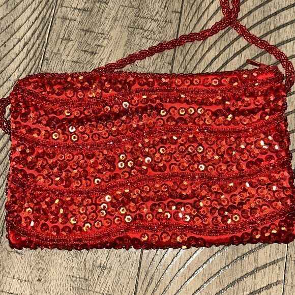 Heirloom Red Hot π Walborg Evening Purse π sparkle π & shineβπͺ© 1970s style! - Picture 6 of 17